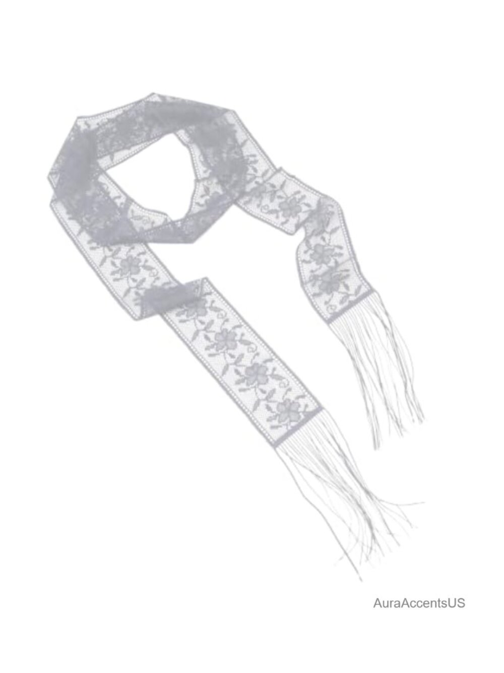Lace Skinny Fringe Scarf for Women, Floral Vintage Neck Scarf, Lightweight